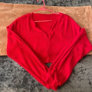 Red crop long sleeve